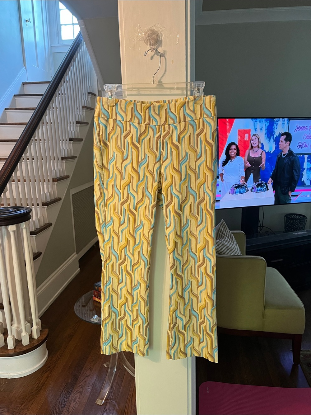 NWOT J. McLaughlin Wavy Stripe Pants- Yellow, Brown & Teal